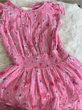 Love ShackFancy Pink Floral Pintuck Smocked Waist Dress 8-9
